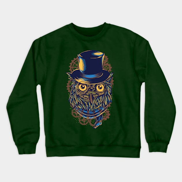 Steampunk Owl Crewneck Sweatshirt by badsyxn